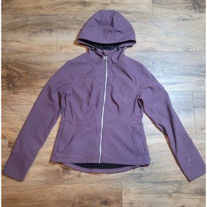 Prana Women Fleece Lined Hooded Front-Zip Jacket Pockets Water Resistant M Med